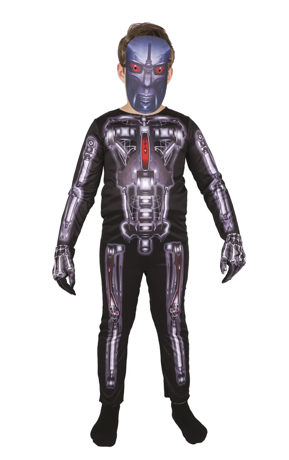 p-tit-clown-skelett-roboter-overall-kost-m-f-r-kinder-mit-maske image 1