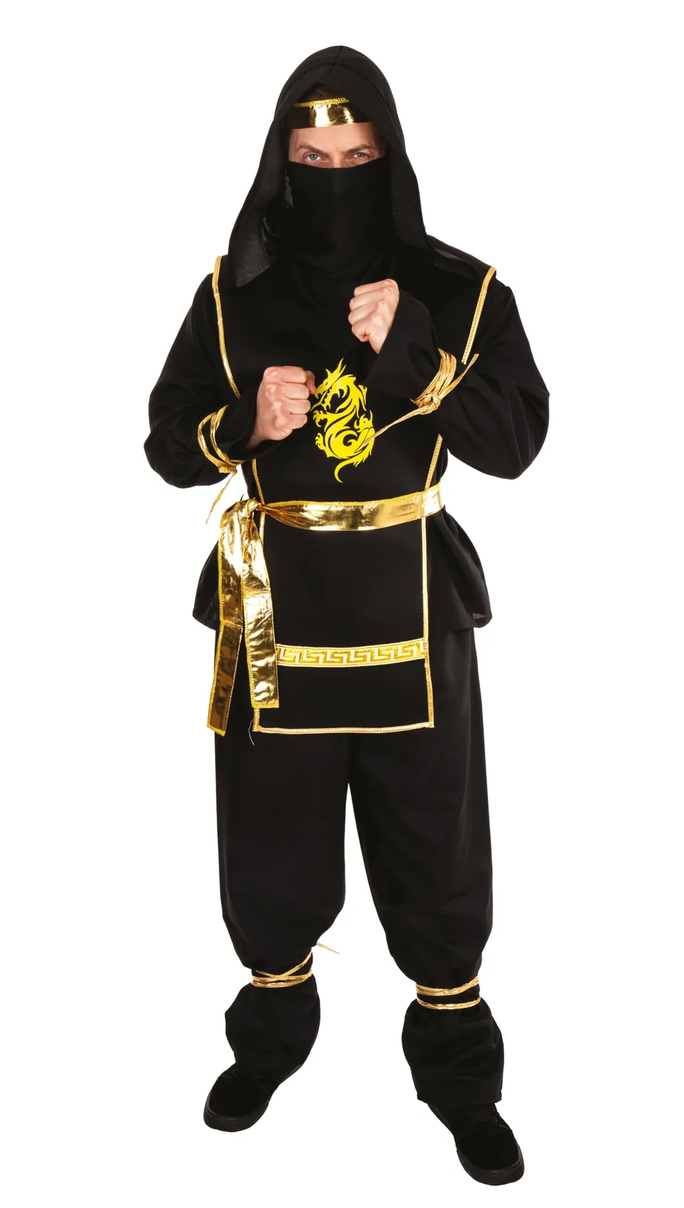 ptit-clown-ninja-kost-m-erwachsene-schwarz-gold-polyester image 1