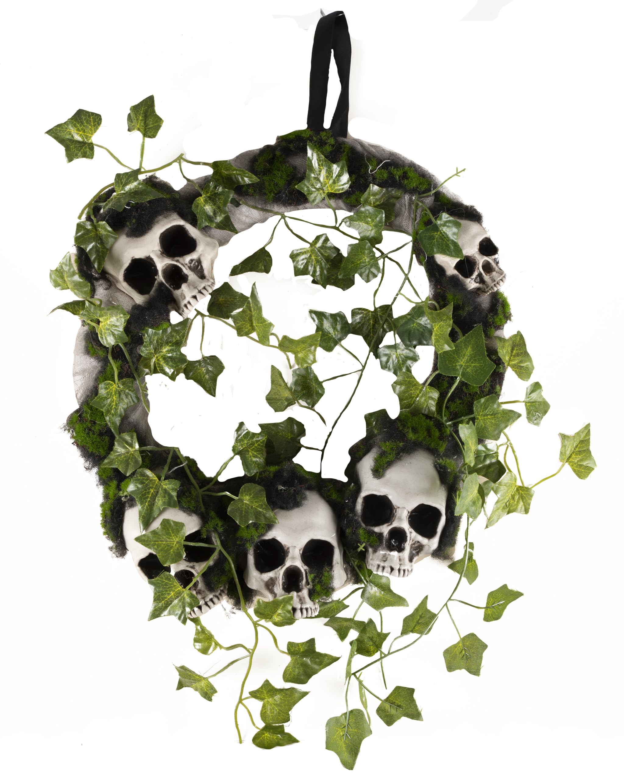 p-tit-clown-halloween-t-rkranz-gold-rot-mit-blumen-und-totenkopf-gruseldeko image 6