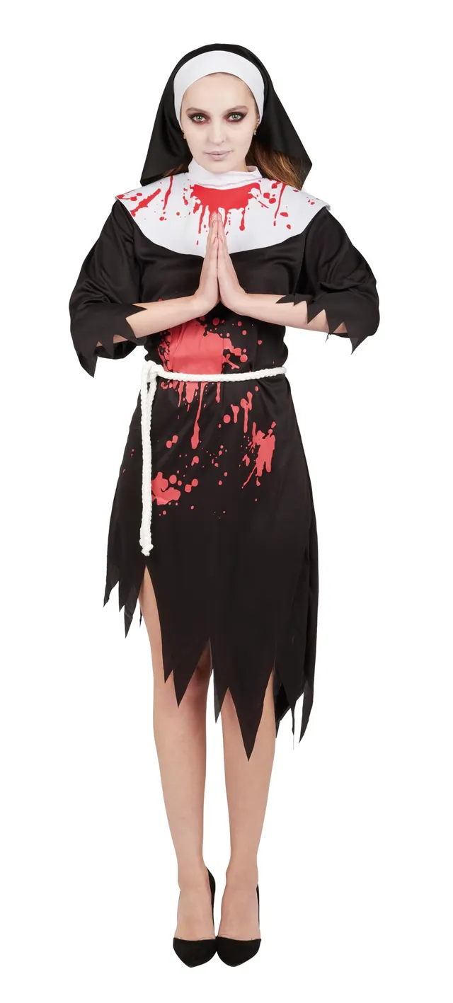 p-tit-clown-nonne-kost-m-blutig-kleid-kopfbedeckung-g-rtel image 1