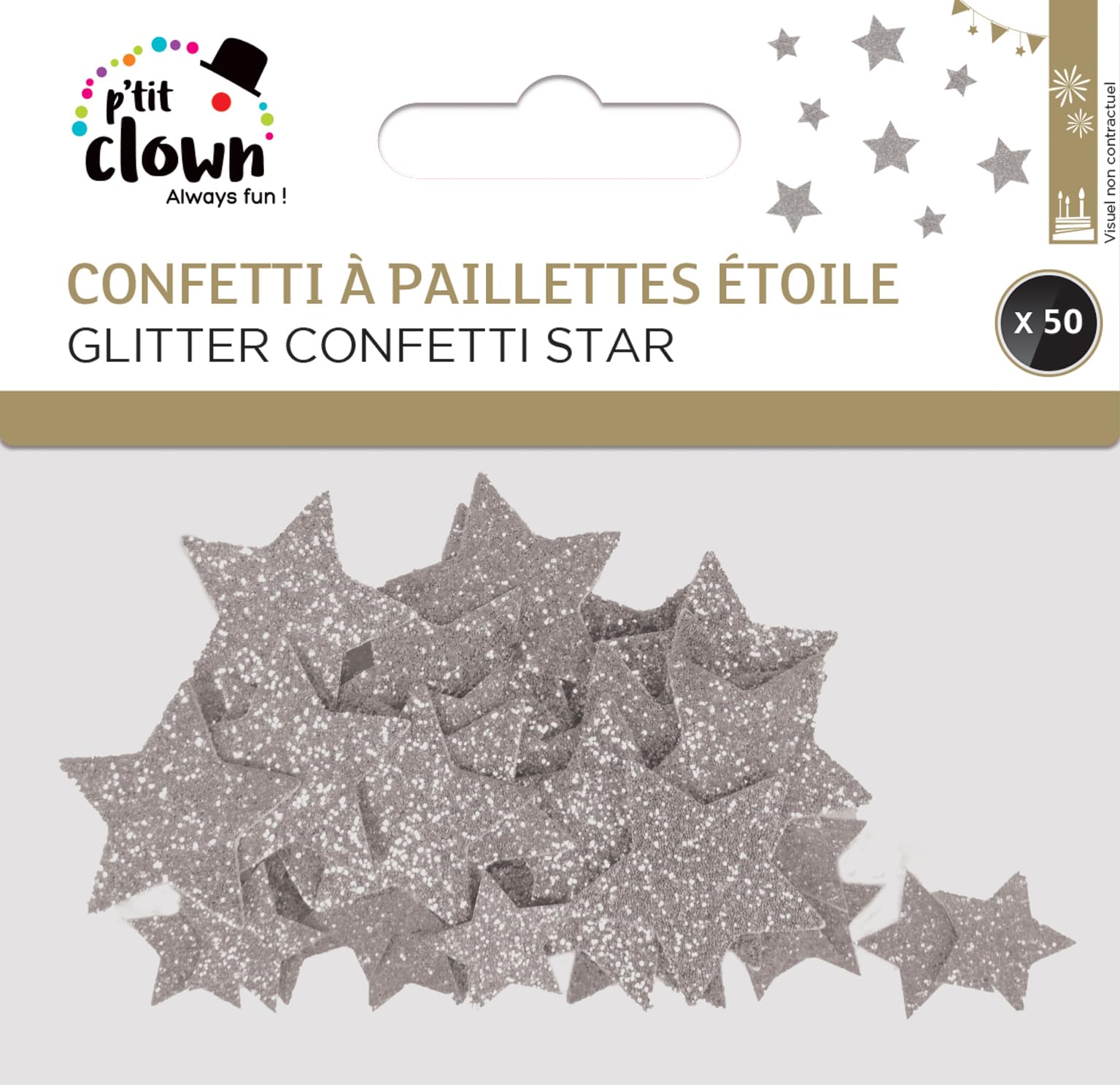 p-tit-clown-glitzer-konfetti-sterne-silber-50-st-ck image 2