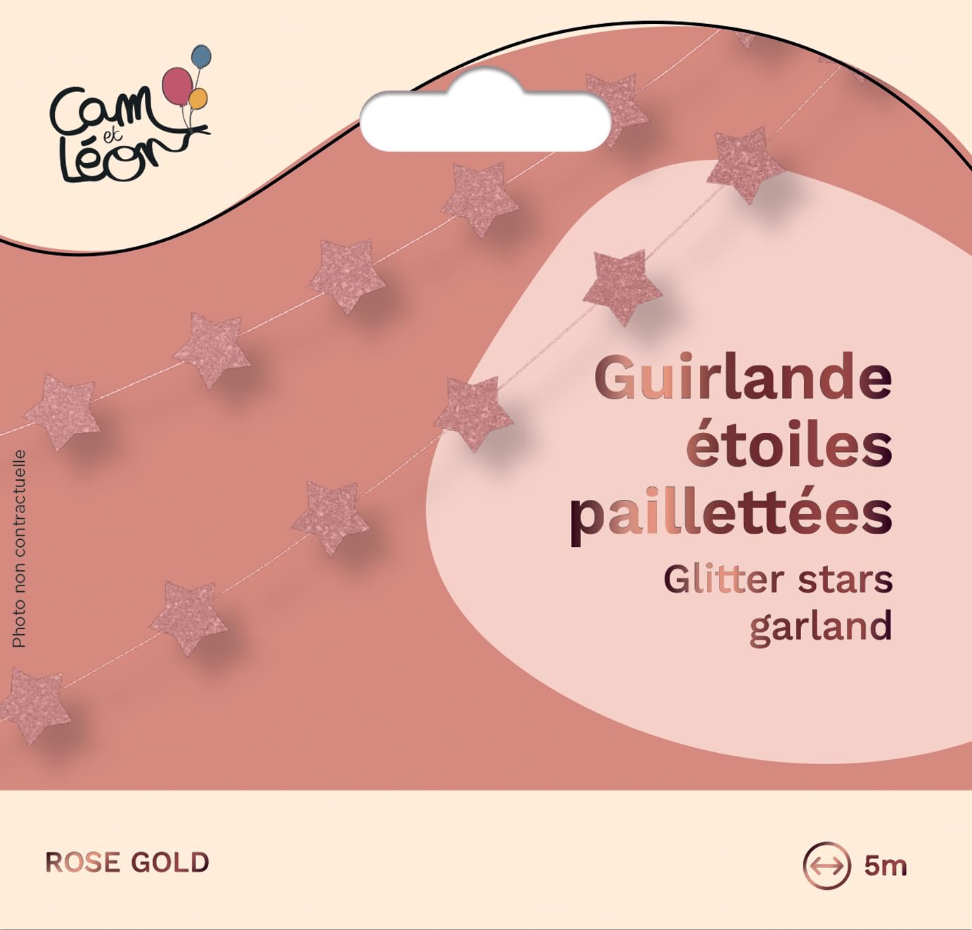 ptit-clown-re22624-girlande-mini-sterne-glitzer-rosa-gold-3-m image 3