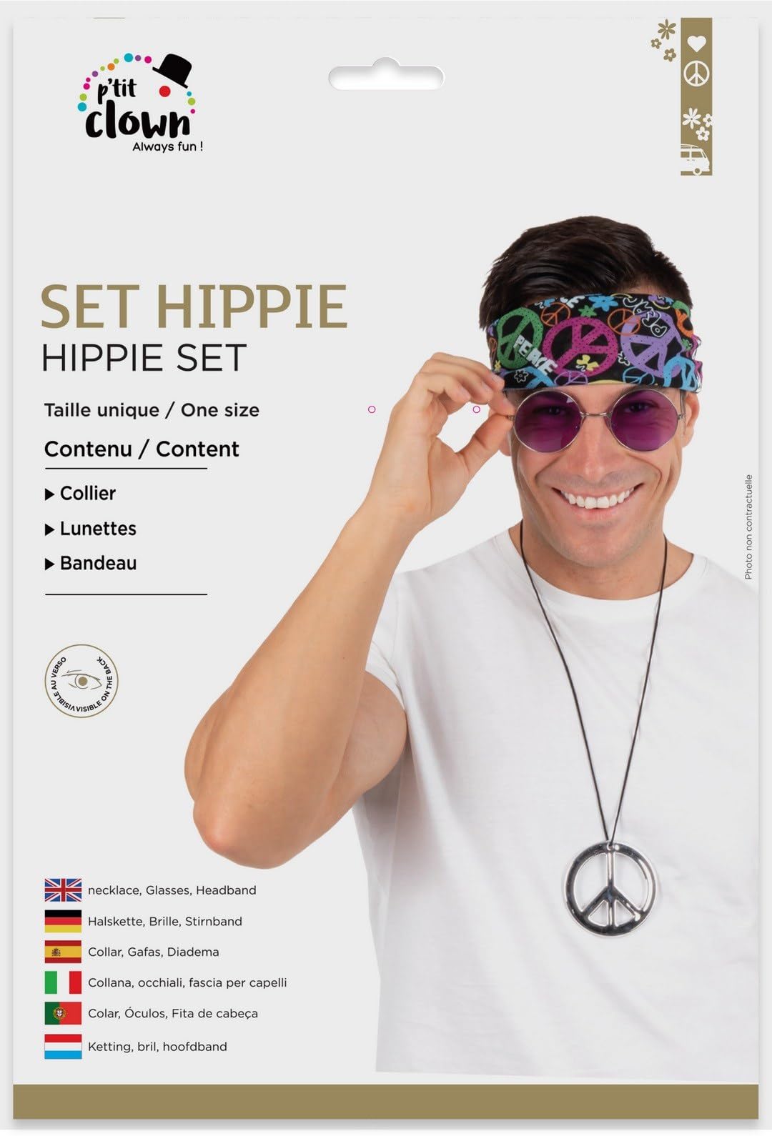 ptit-clown-22697-hippie-zubeh-r-set-erwachsene-mehrfarbig image 4