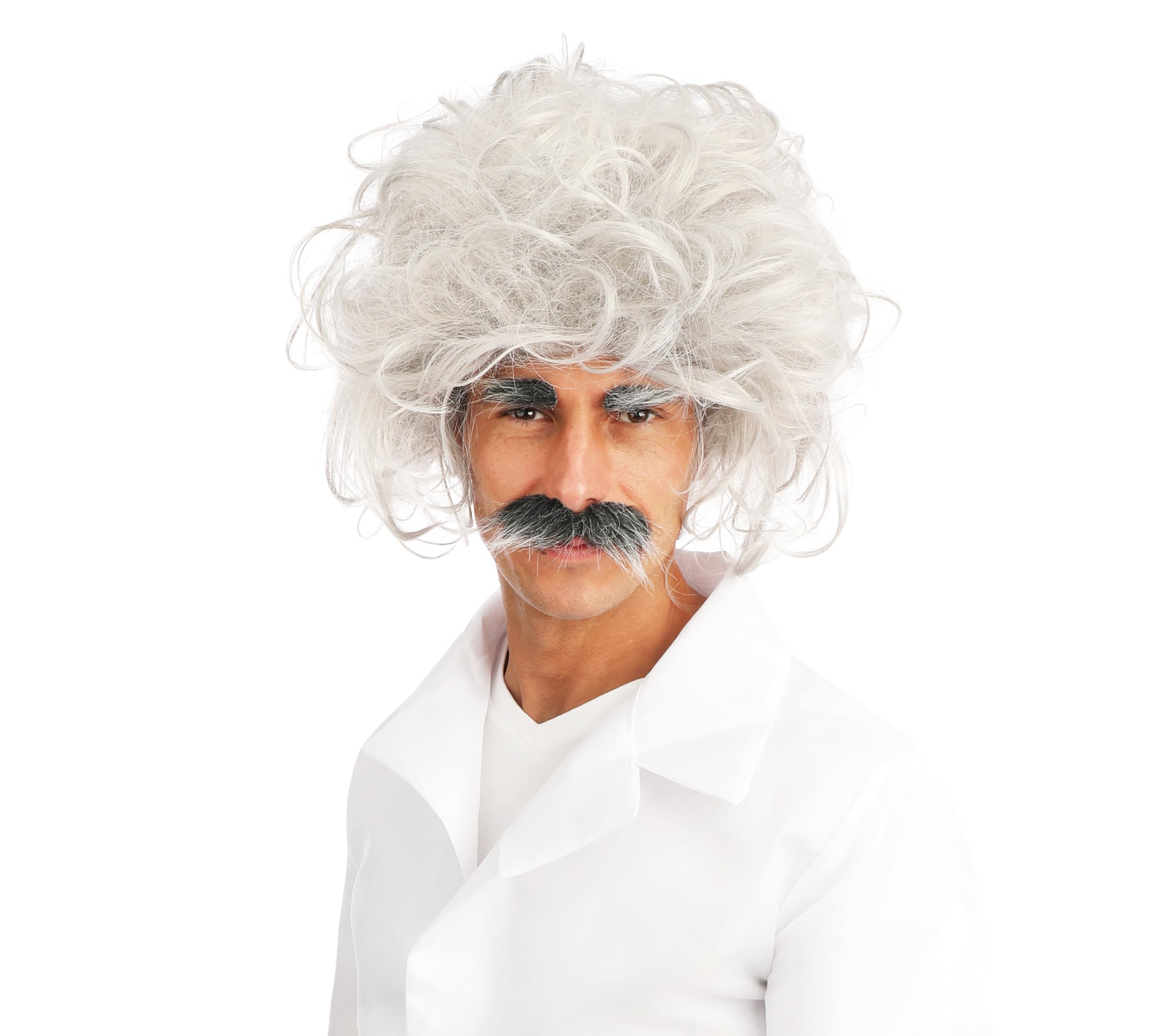 ptit-clown-einstein-per-cke-mit-augenbrauen-und-schnurrbart-wei-einheitsgr-e image 1