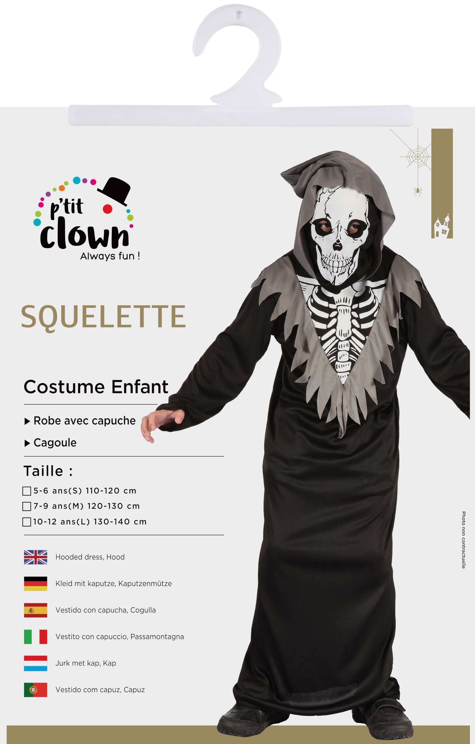 p-tit-clown-skelett-kost-m-kinder-mit-umhang-und-maske image 3