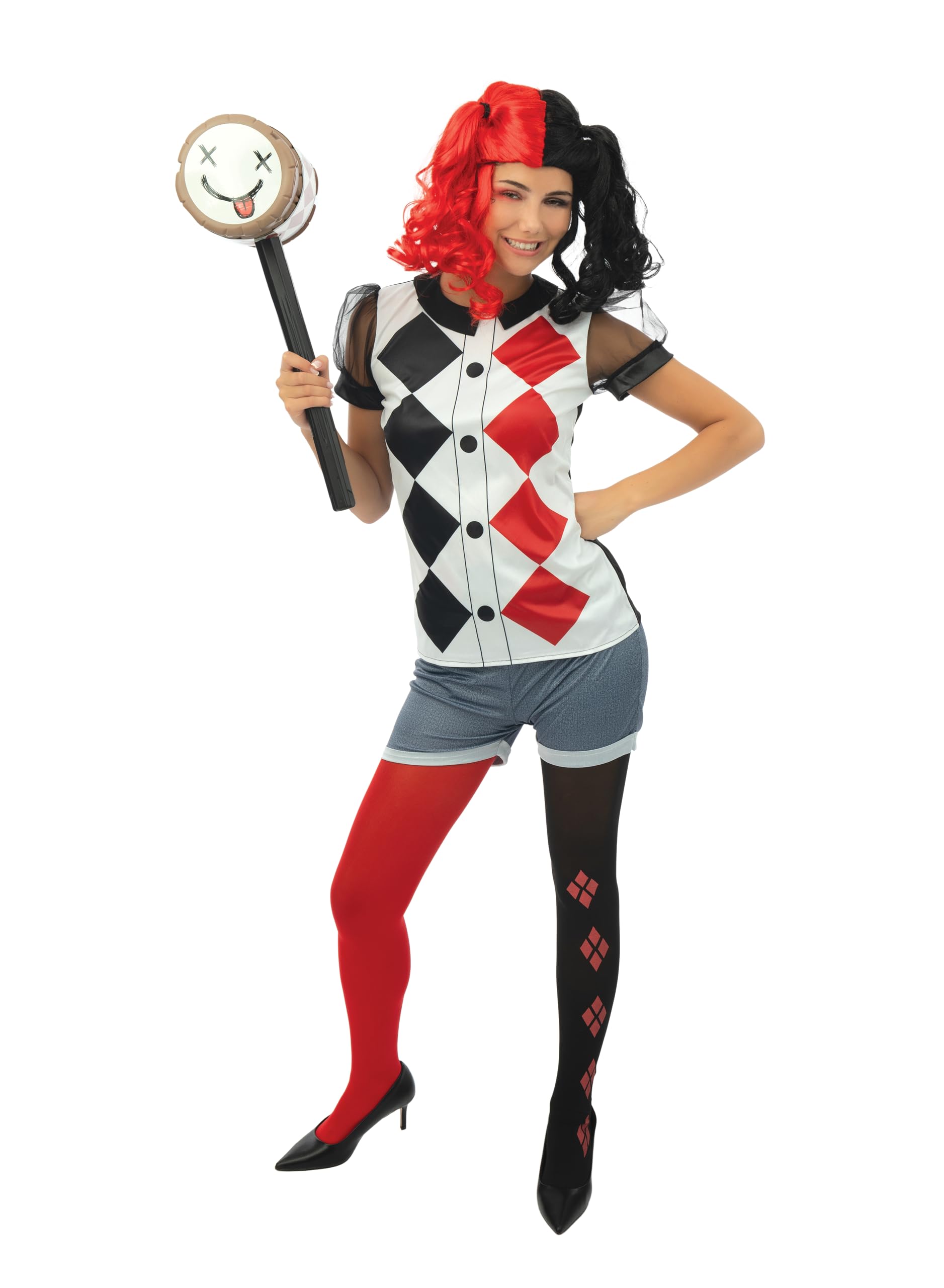 p-tit-clown-damenkost-m-harlekin-schwarz-rot-mit-r-sche image 2