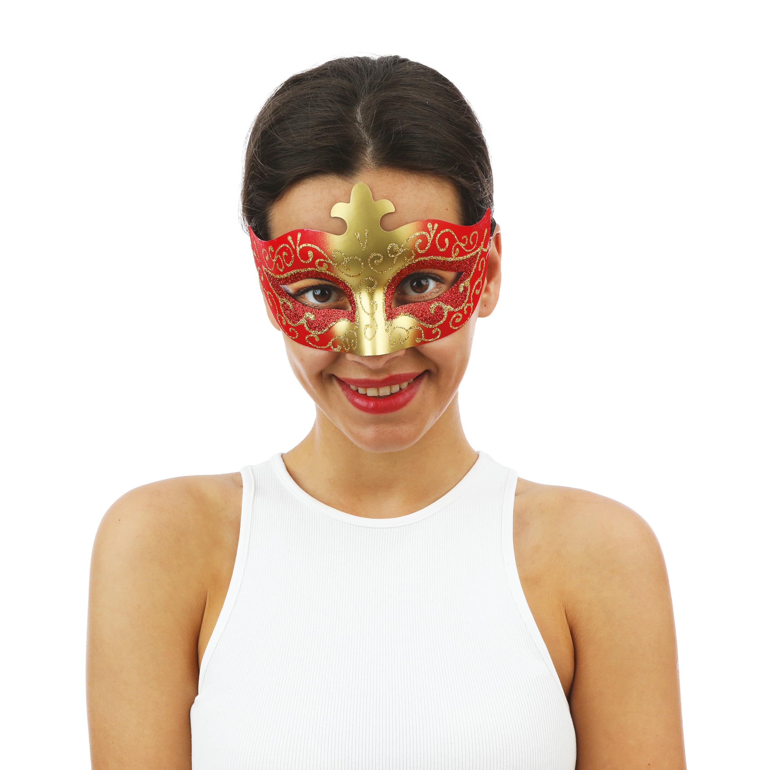 ptit-clown-venezianischer-wolf-maske-gold-rot-kunststoff image 2