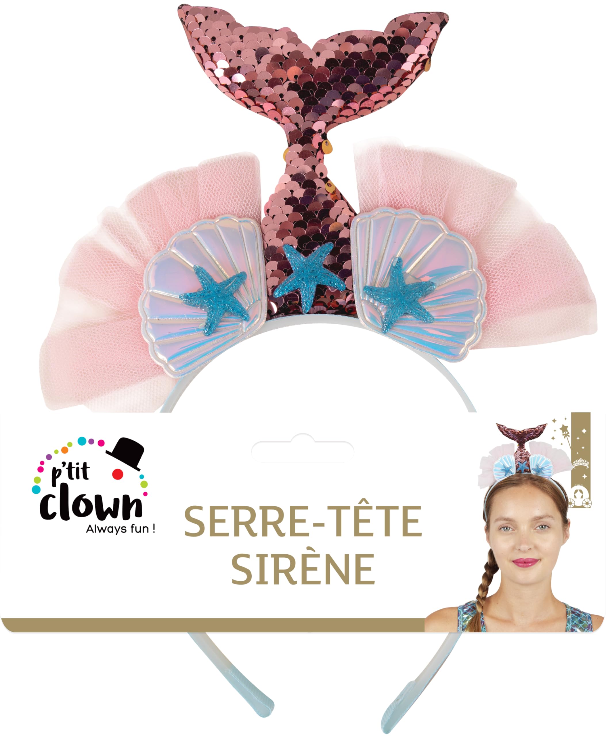 ptit-clown-haarreif-meerjungfrau-blau-rosa-mit-pailletten-einheitsgr-e-erwachsen image 3