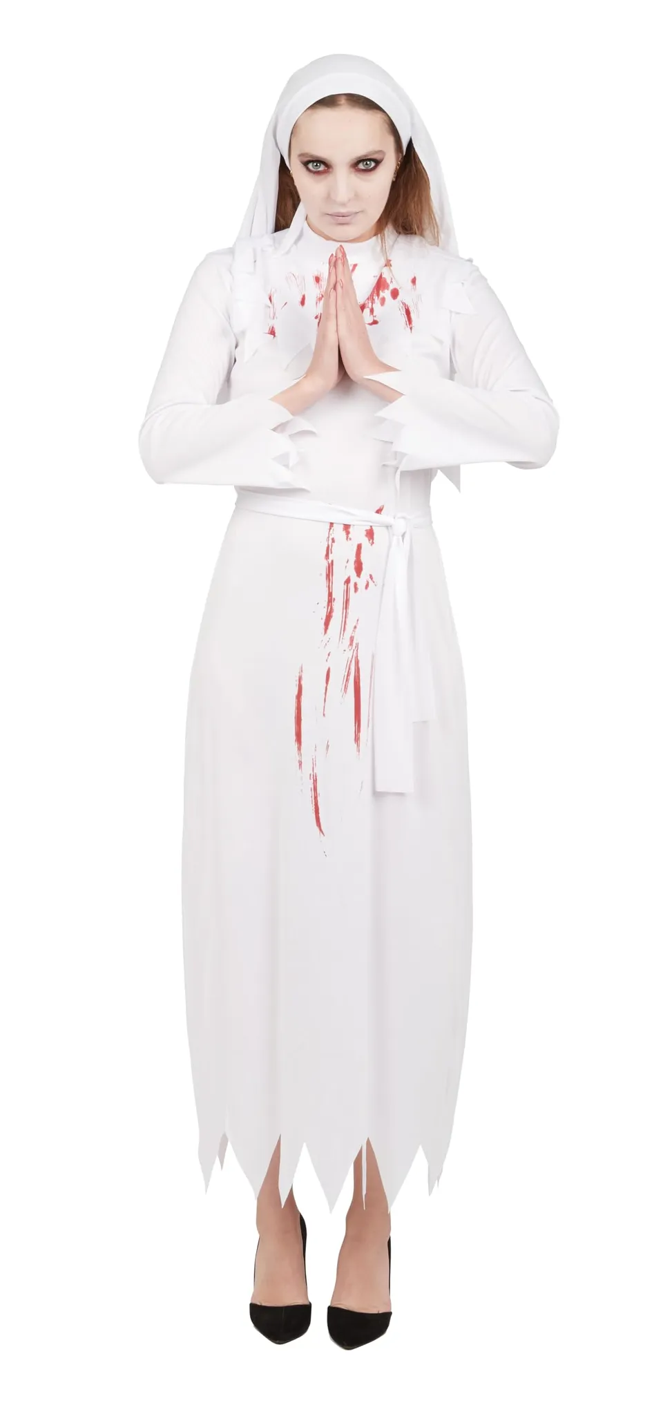 ptit-clown-blutiges-nonnenkost-m-wei-erwachsene-kleid-kopfbedeckung-g-rtel image 1