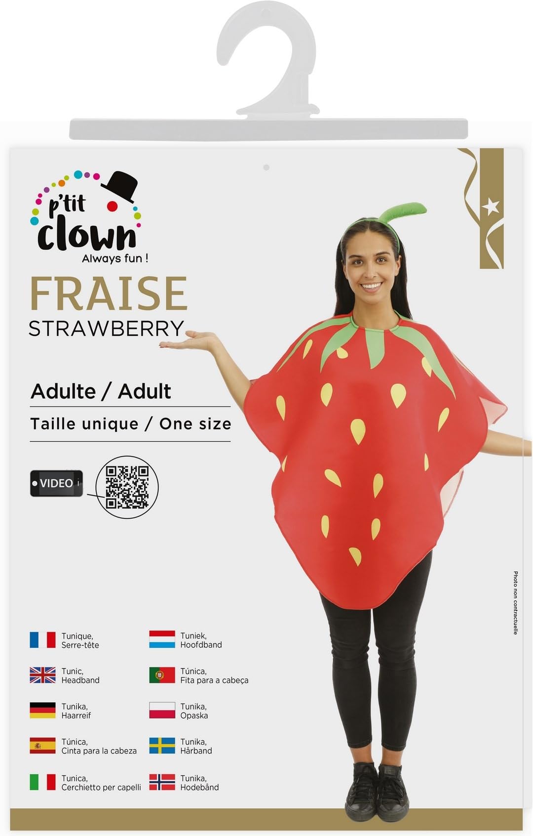 ptit-clown-23924-erdbeere-kost-m-erwachsene-rot-einheitsgr-e image 6