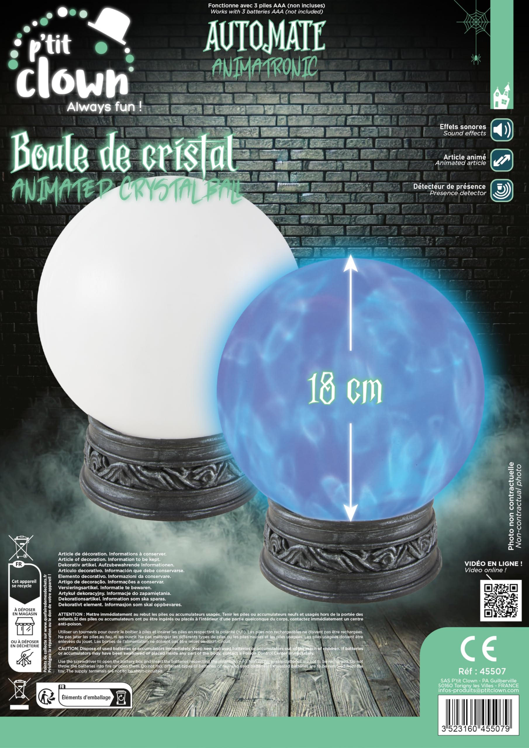 ptit-clown-45507-animierte-halloween-kristallkugel-18-cm-mit-sound-licht-bewegun image 5