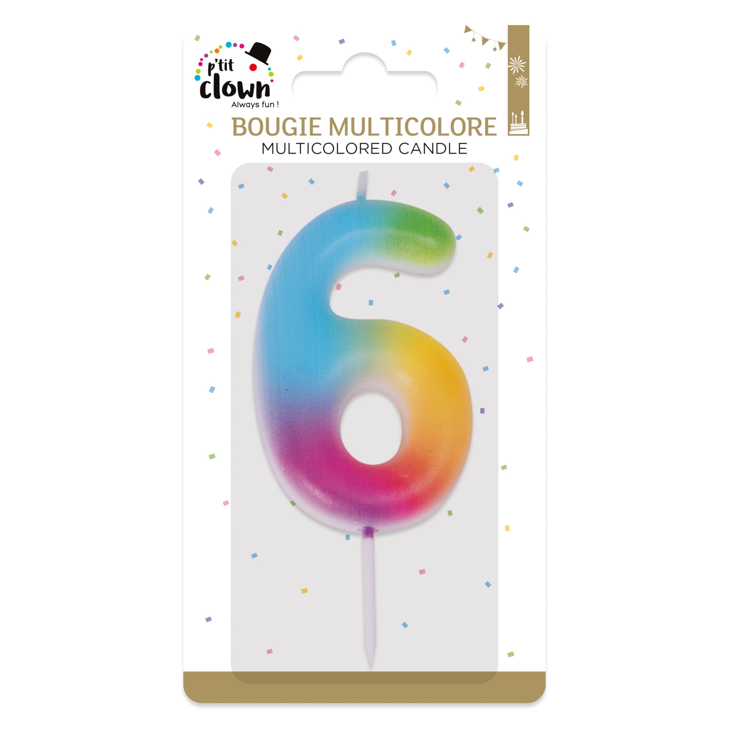 ptit-clown-23946-geburtstagskerze-zahl-6-mehrfarbig image 3