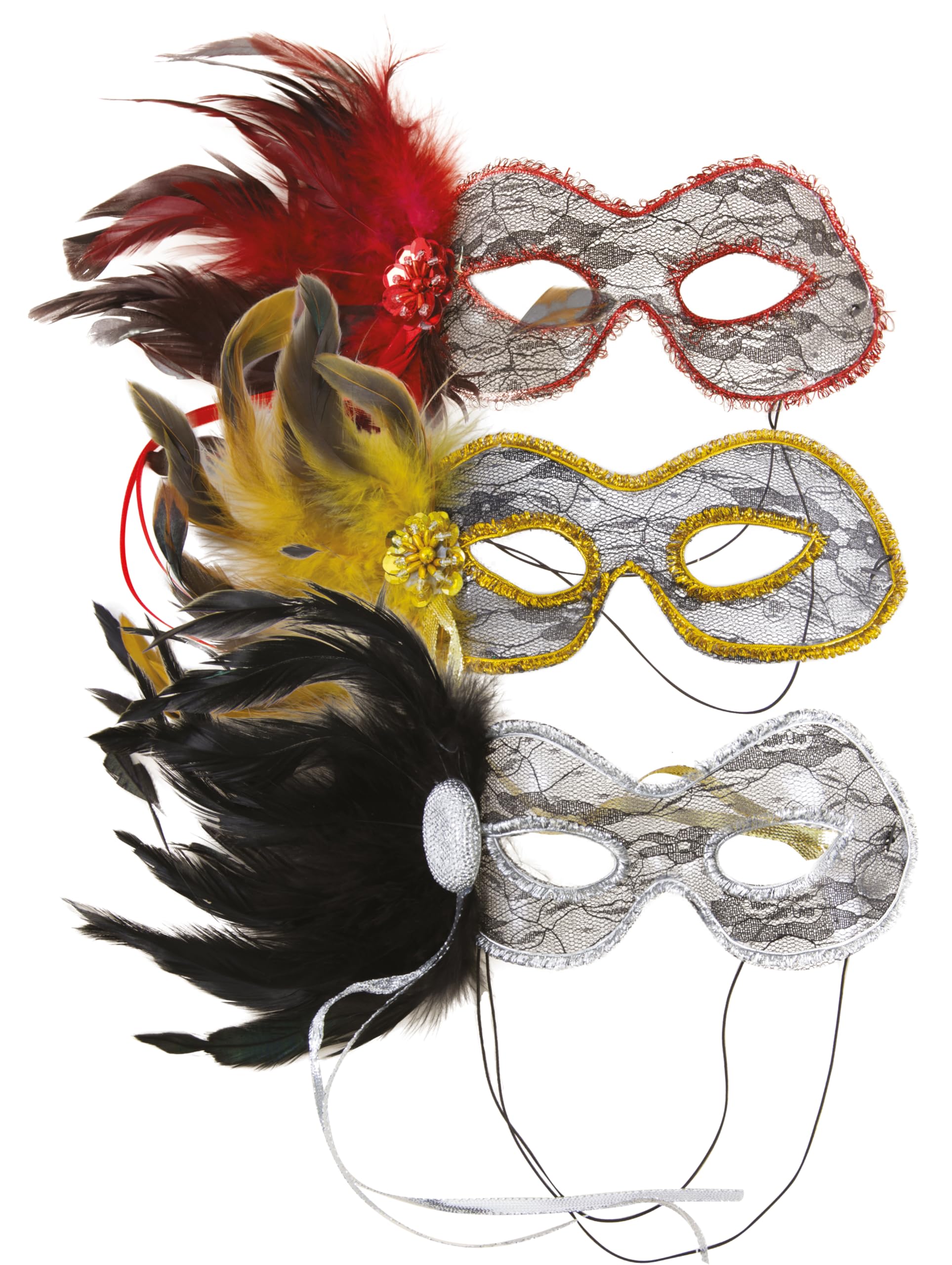 ptit-clown-loup-dentelle-et-plumes-augenmaske-spitze-mit-federn-multicolor image 5