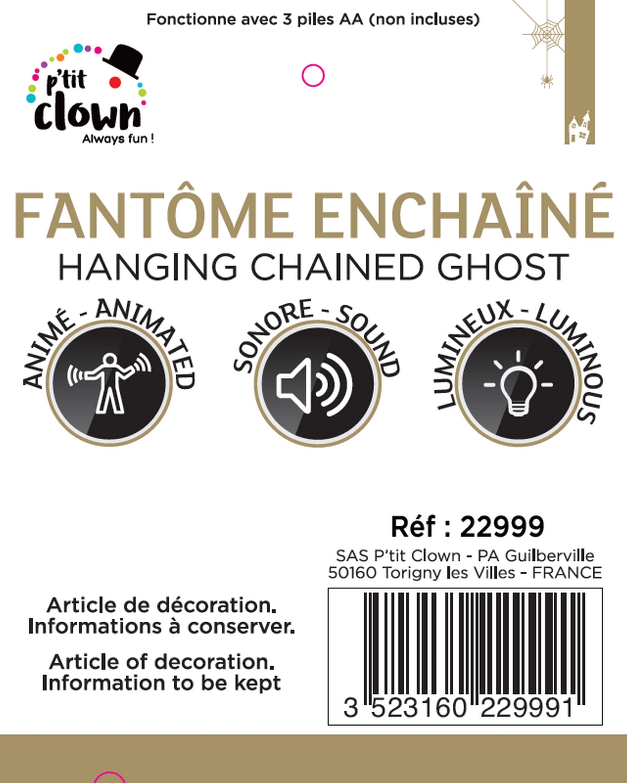 ptit-clown-animierter-halloween-geist-mit-ketten-130-cm-sound-licht image 2