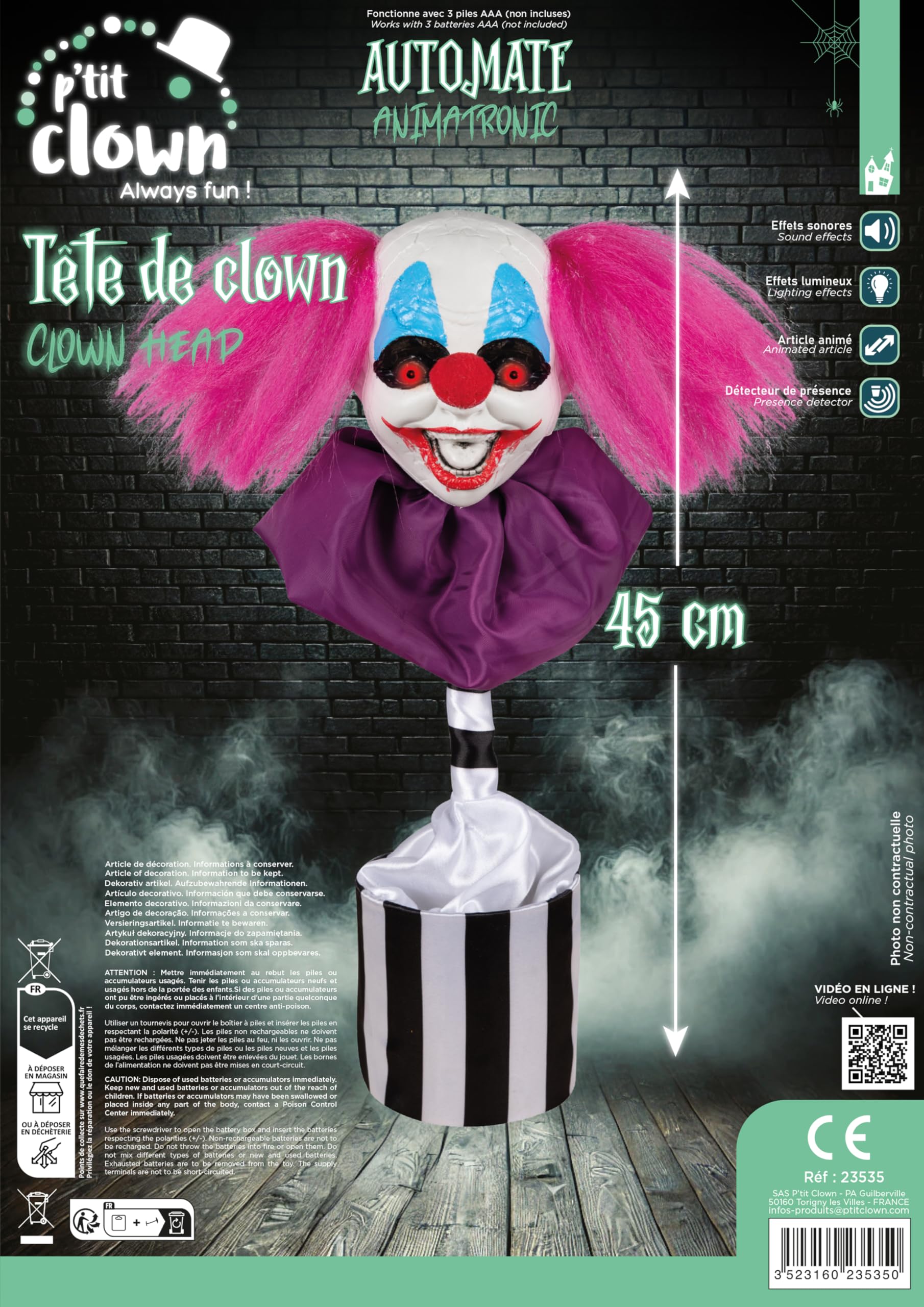 p-tit-clown-23535-halloween-automat-clown-animatronic-45-cm-mit-sound-und-licht image 3
