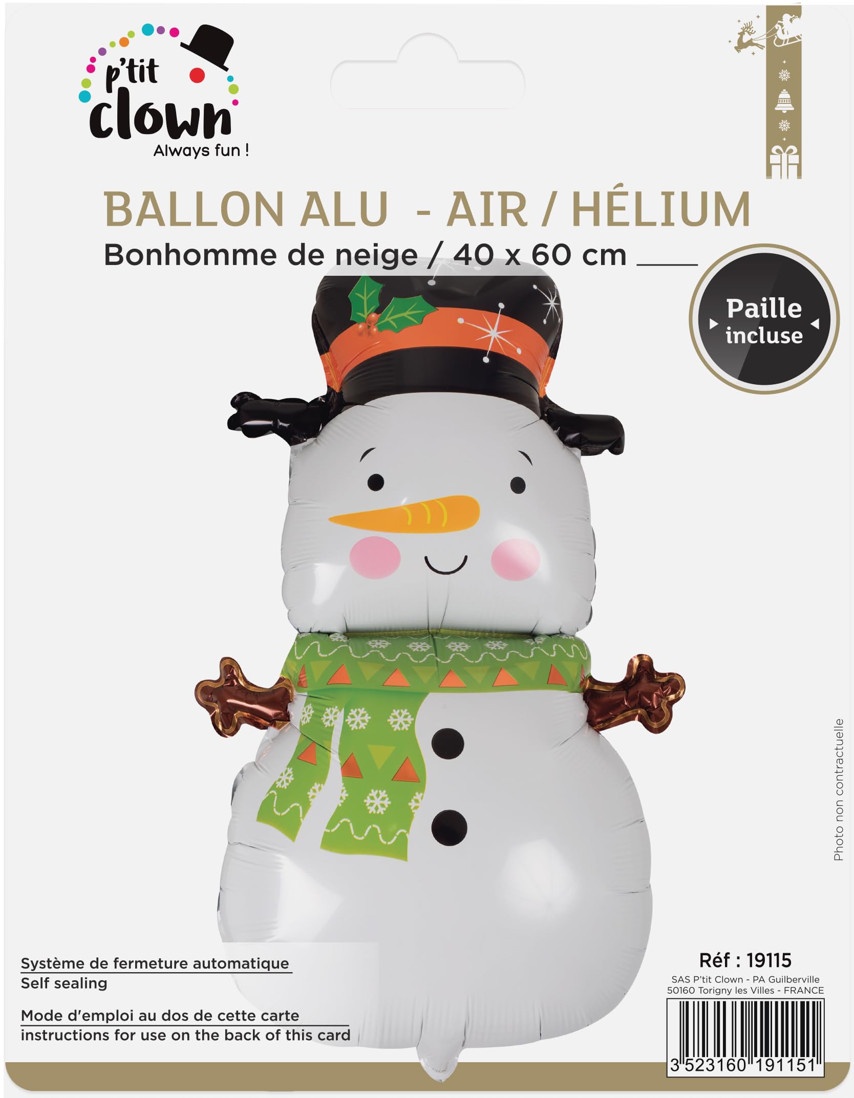 ptit-clown-re19115-folienballon-schneemann-60-cm image 2