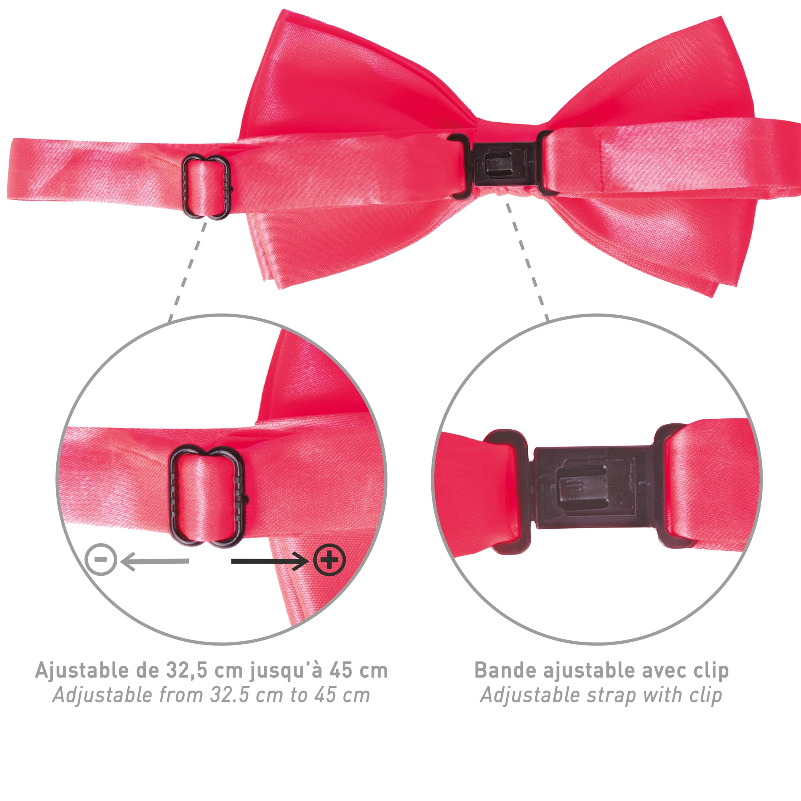 ptit-clown-11893-fliege-aus-stoff-vorgeknotet-verstellbar-neonrosa image 4