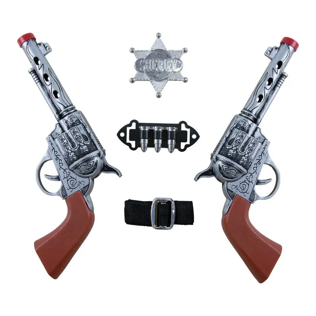 p-tit-clown-cowboy-kit-kost-m-set-mit-2-revolvern-g-rtel-und-sheriffstern image 1