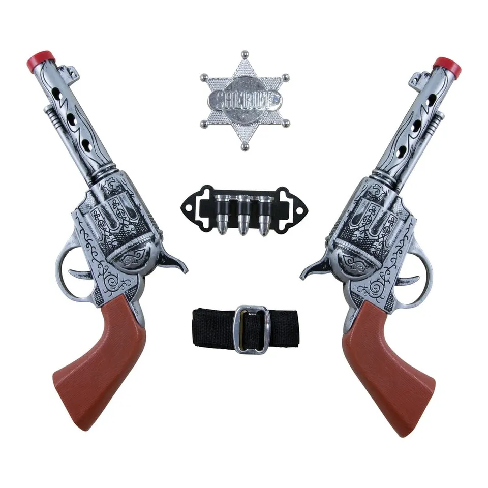 p-tit-clown-cowboy-kit-kost-m-set-mit-2-revolvern-g-rtel-und-sheriffstern image 1