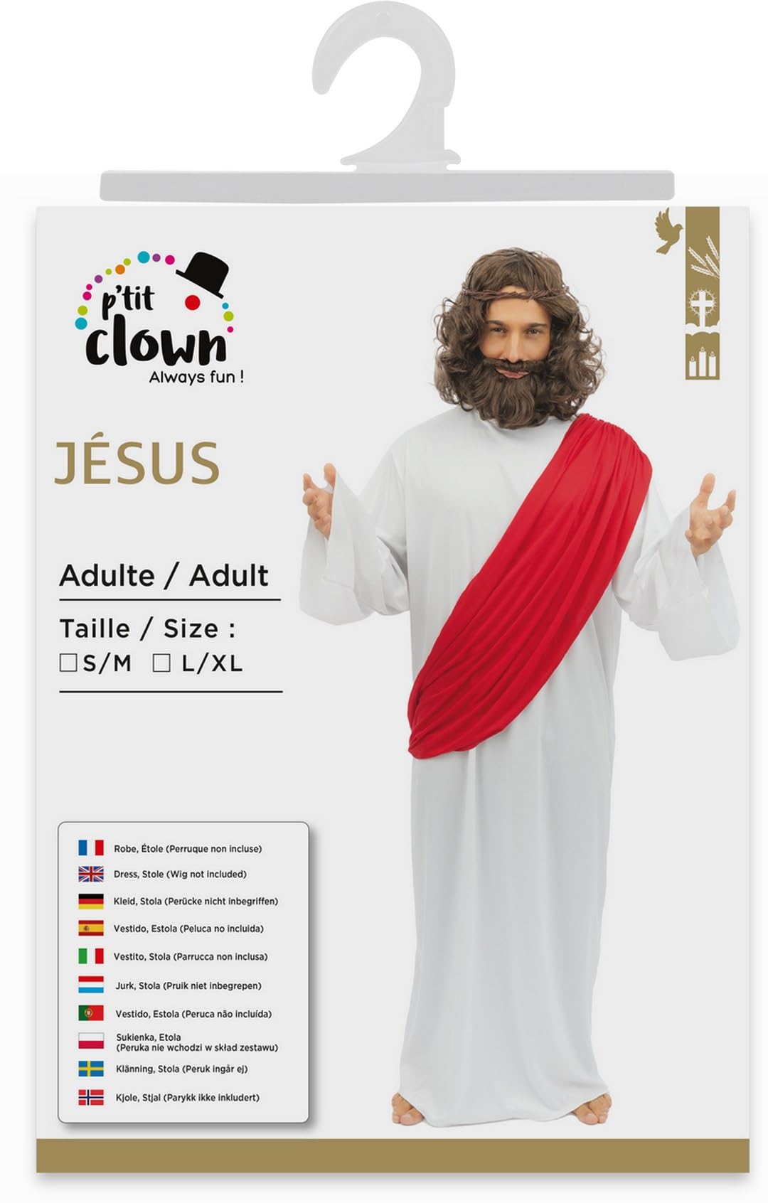 ptit-clown-vegaoo-jesus-kost-m-erwachsene-wei-rot-religi-se-robe-mit-umhang image 5