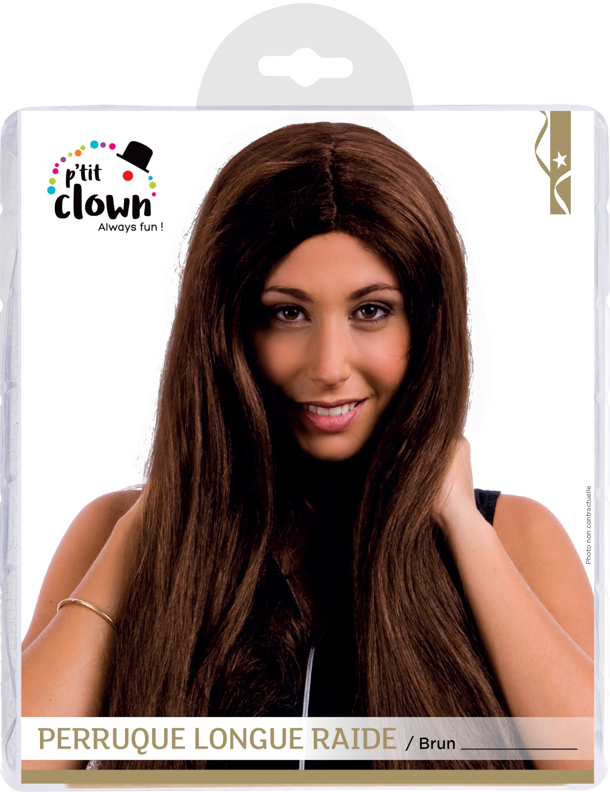 ptit-clown-68042-lange-steife-per-cke-frau-60-cm-braun image 4
