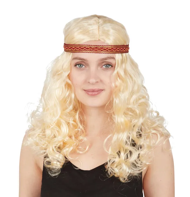ptit-clown-68650-hippie-per-cke-damen-lockiges-blond-mit-haarband image 1