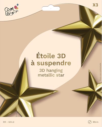 ptit-clown-3d-sterne-deko-zum-aufh-ngen-30-cm-gold-3er-set image 7