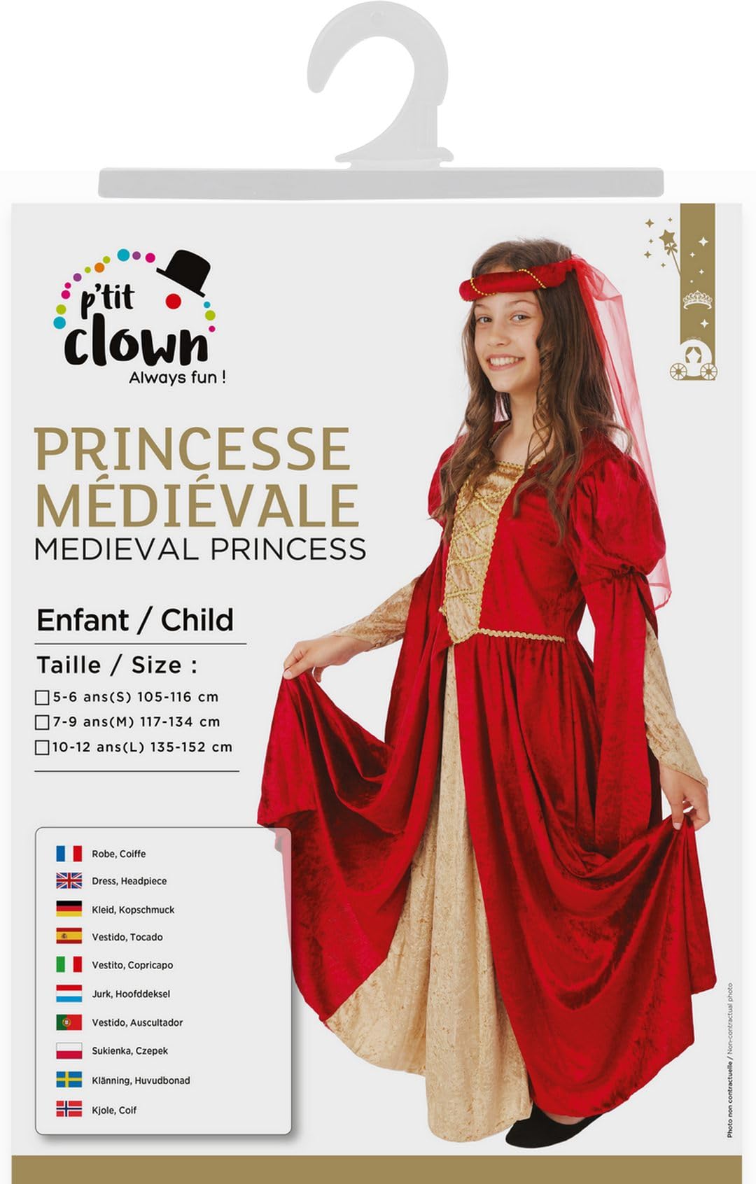 ptit-clown-mittelalterliches-prinzessinnenkleid-m-dchen-10-12-jahre-rot image 4