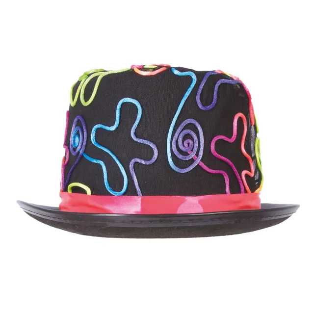 p-tit-clown-46503-filz-zylinder-schwarz-mit-neon-kordel-erwachsene image 1