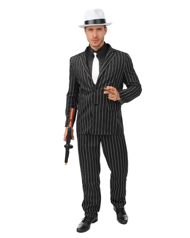 ptit-clown-gangster-kost-m-nadelstreifen-schwarz-l-xl image 1
