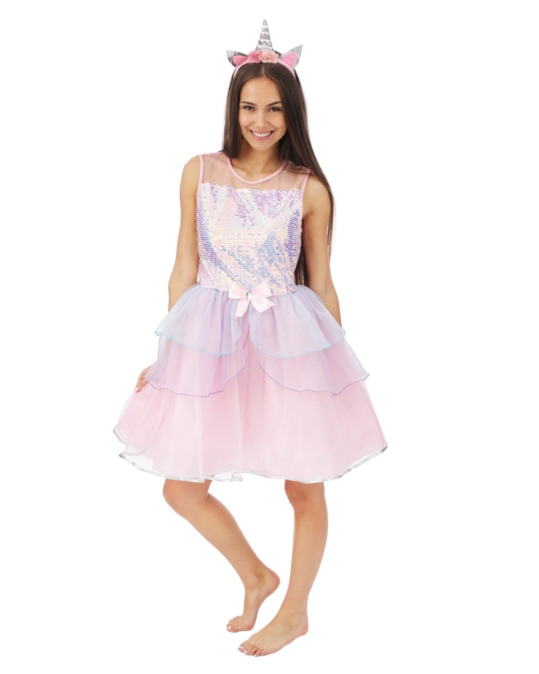 p-tit-clown-damenkost-m-einhorn-kleid-mit-kopfb-gel-f-r-karneval image 7