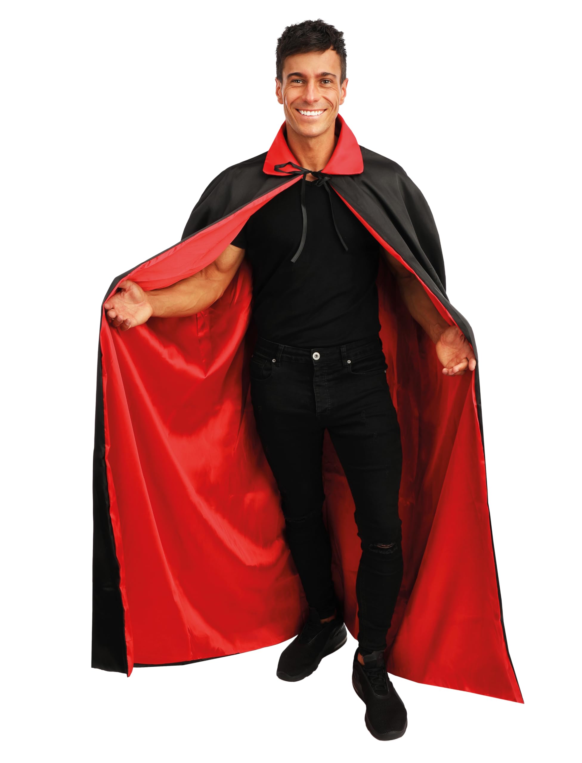ptit-clown-16206-umhang-satin-polyester-wendbar-1-4-m-schwarz-rot image 1