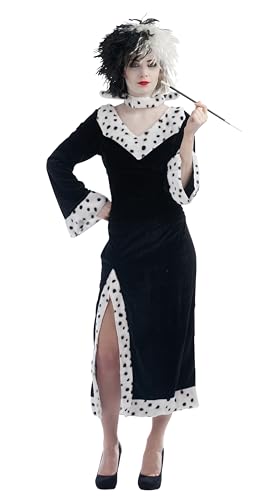 ptit-clown-cruella-damenkost-m-erwachsene-kleid-halsband-schwarz-wei image 5