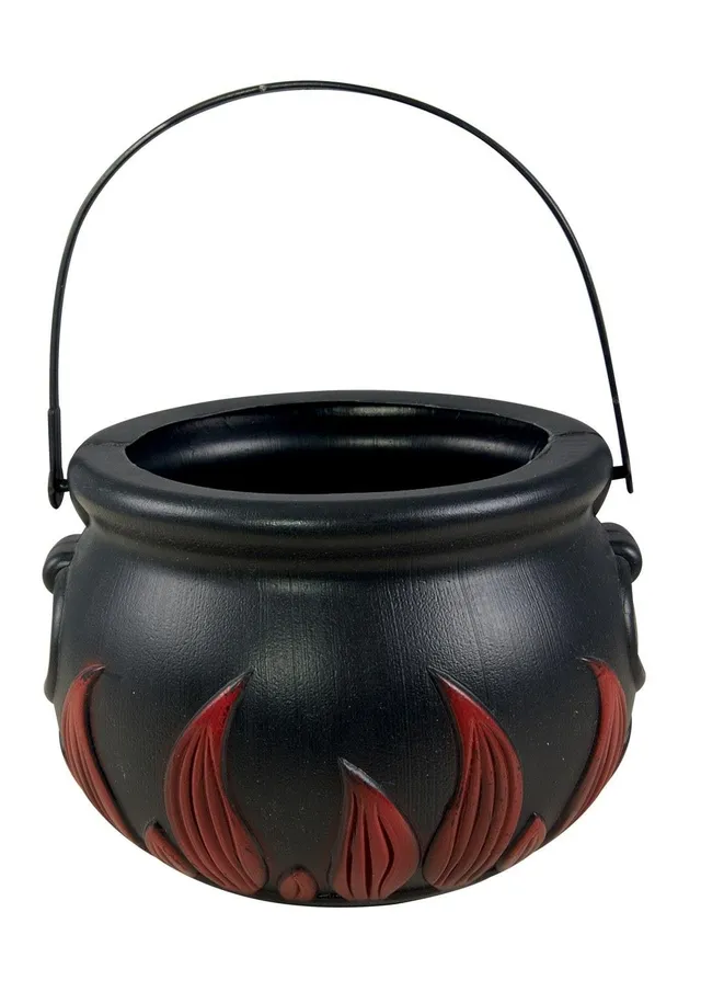 ptit-clown-hexenkessel-17-cm-mit-flammeneffekt-halloween-deko-schwarz image 1