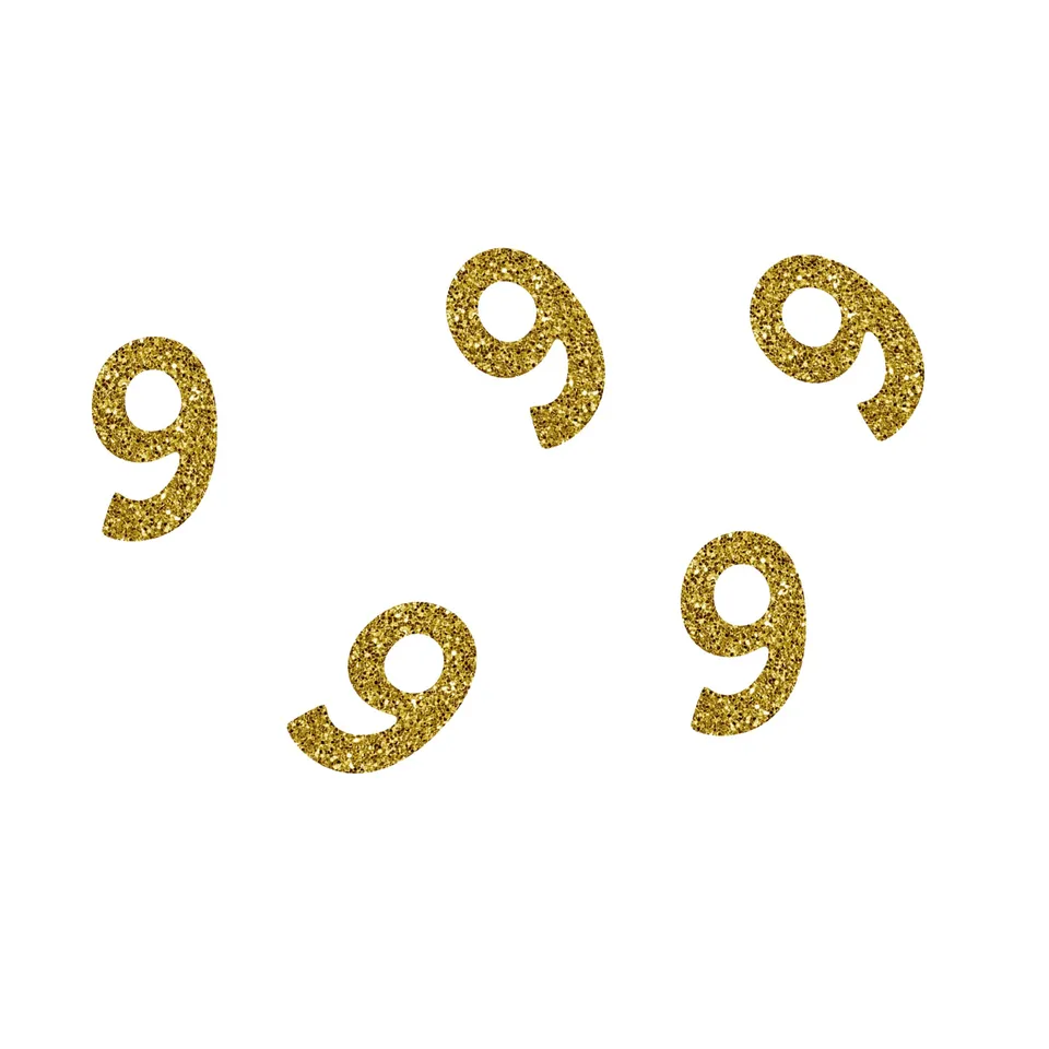 p-tit-clown-glitzer-konfetti-zahl-9-gold-50-st-ck-geburtstagsdeko image 1