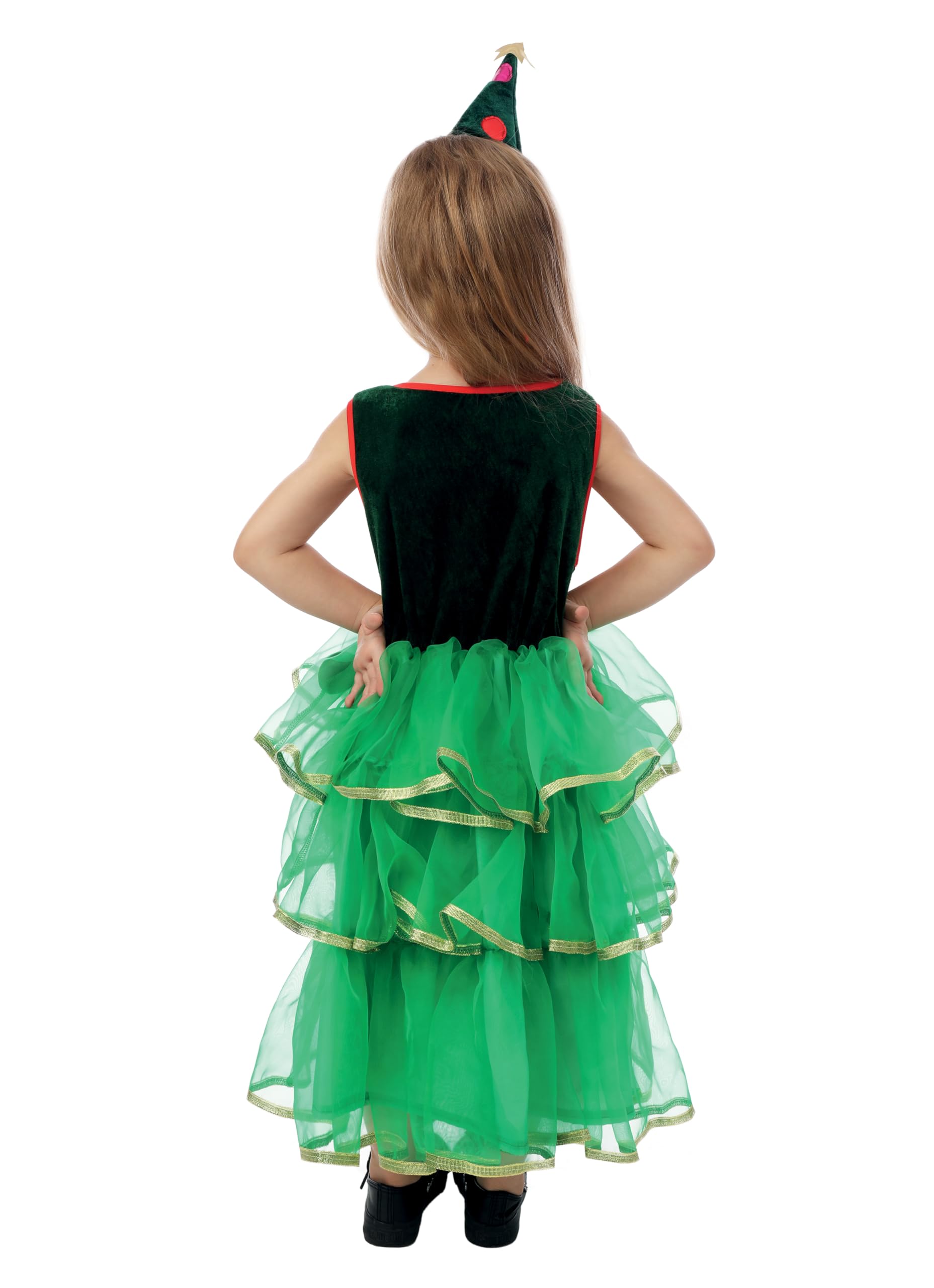 ptit-clown-weihnachtsbaum-kost-m-f-r-m-dchen-kleid-haarreif-gr-n image 3