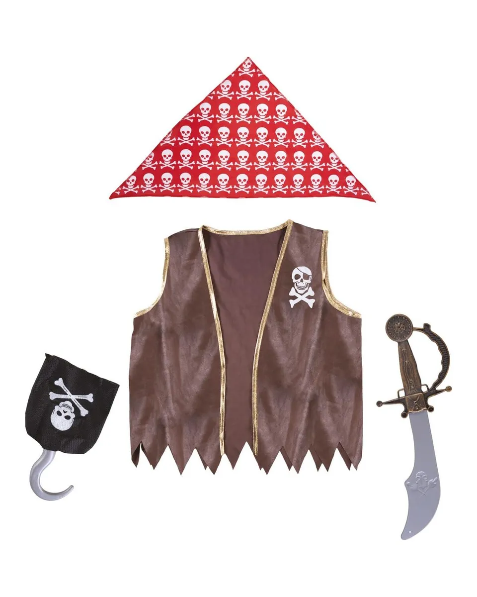 p-tit-clown-piraten-zubeh-r-set-kinder-dunkelbraun-kost-mset image 1