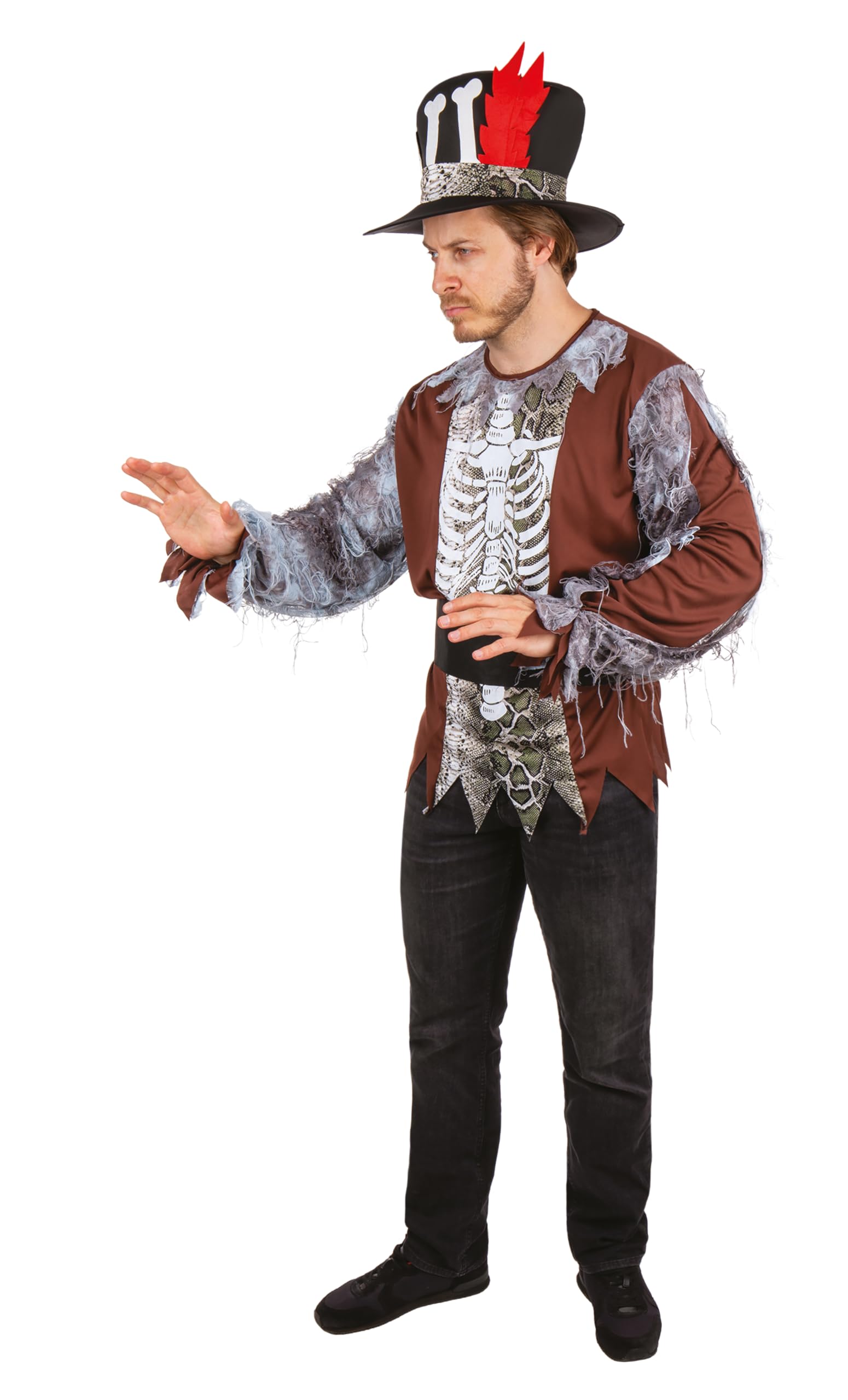 p-tit-clown-skelett-kost-m-voodoo-erwachsene-mit-hut-halloween-kost-m image 2