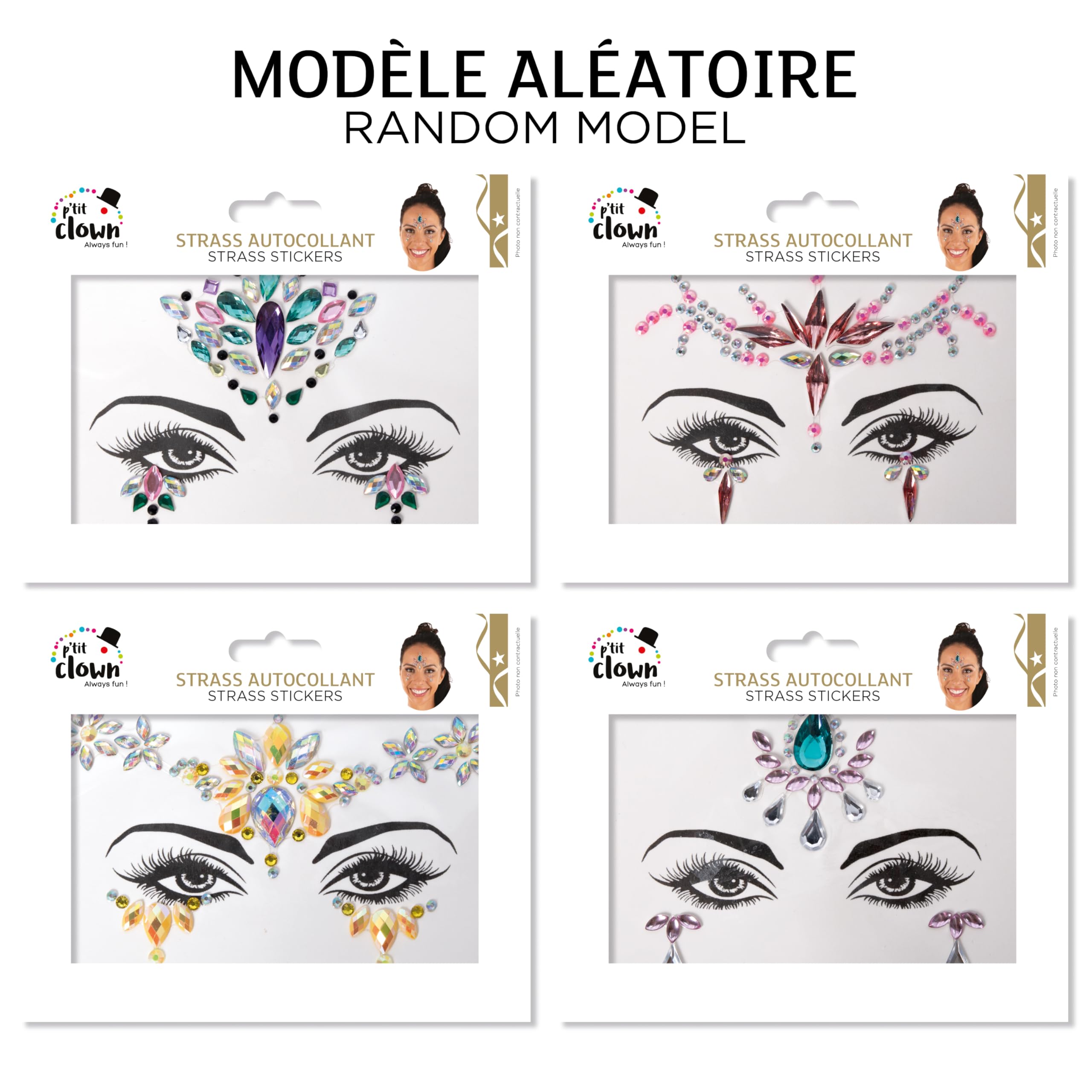 p-tit-clown-gesichts-strass-selbstklebend-modell-zuf-llig-make-up image 3