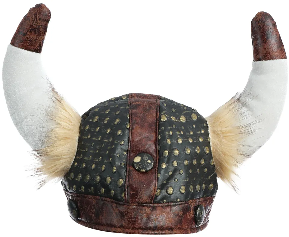 p-tit-clown-wikingerhelm-braun-kunstleder-mit-nieten-und-haaren-erwachsene image 1