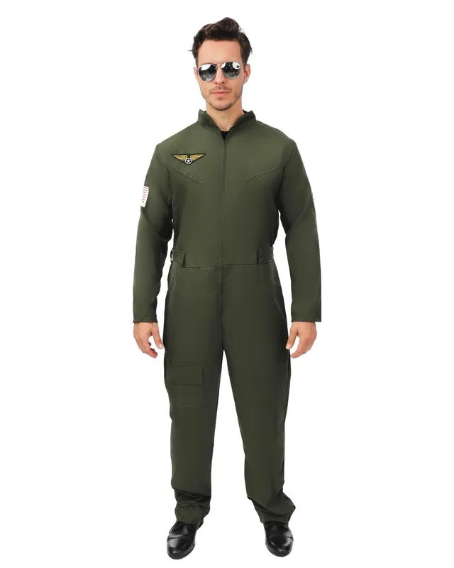 p-tit-clown-jagdpilot-kost-m-air-pilot-suit-f-r-erwachsene-overall-khaki-gr-n image 1