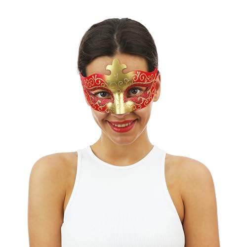 ptit-clown-venezianischer-wolf-maske-gold-rot-kunststoff image 6