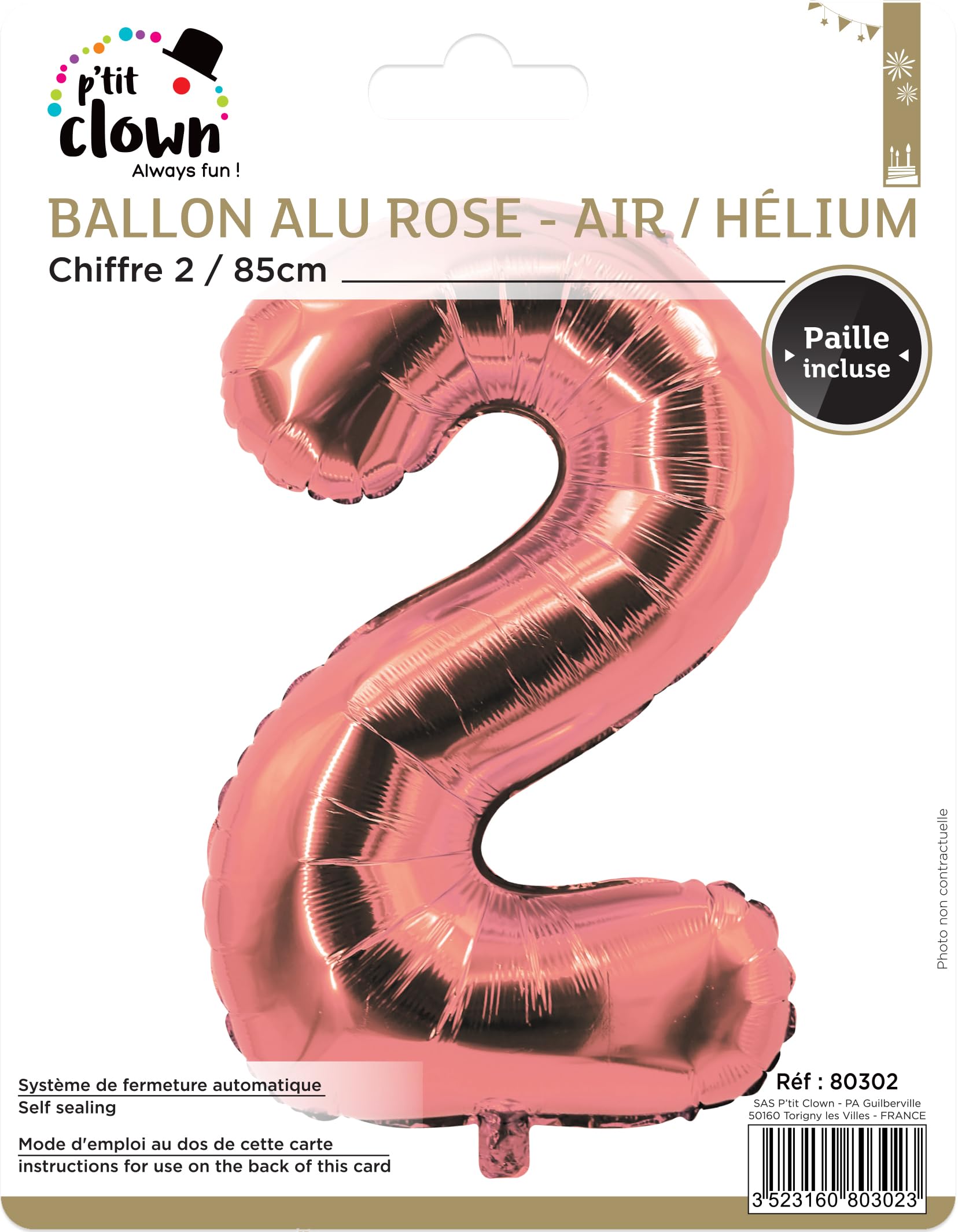 ptit-clown-folienballon-zahl-2-ros-gold-mylar-85-cm image 2