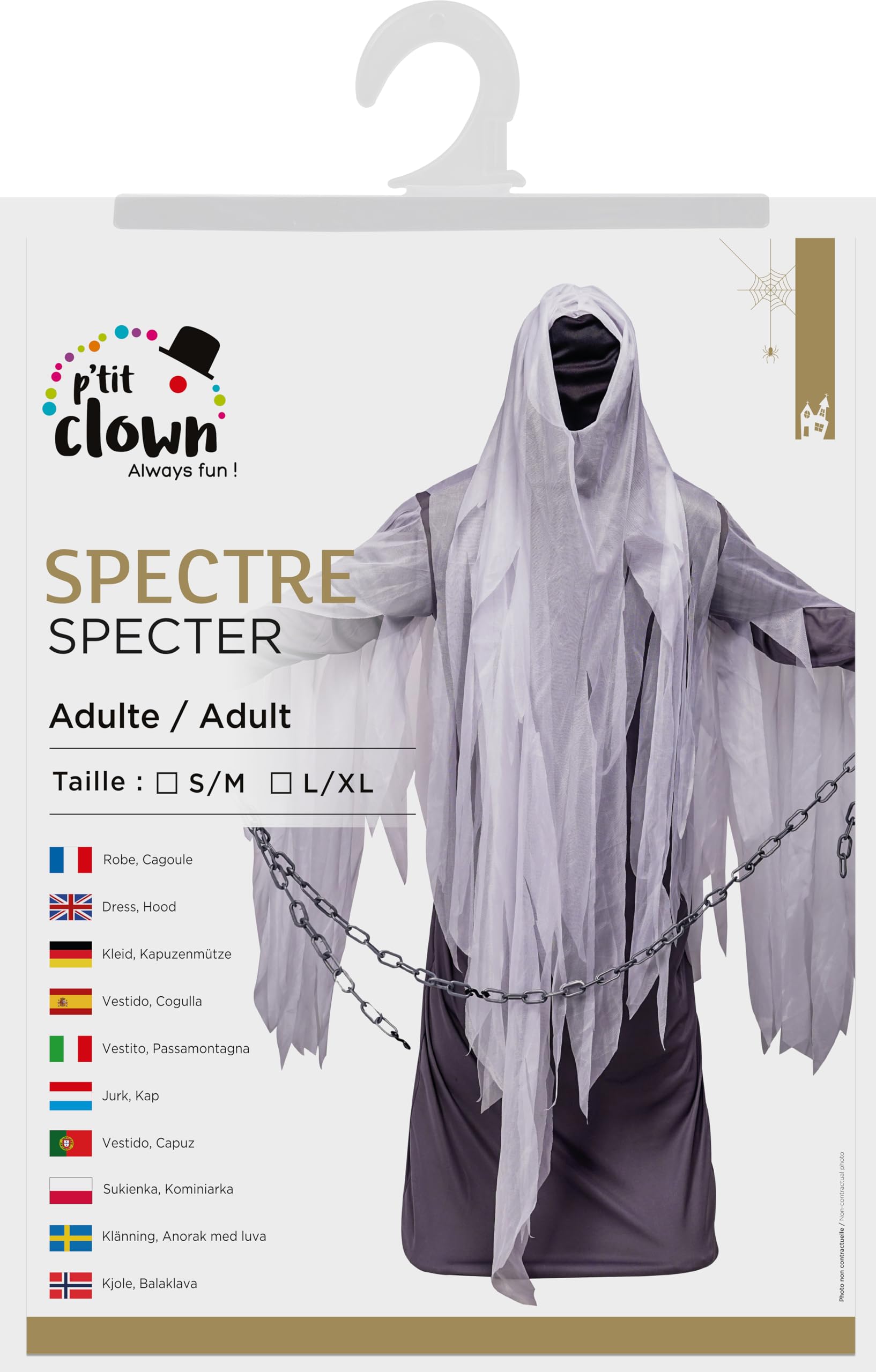 p-tit-clown-spectre-kost-m-herren-grau-wei-mit-haube image 3