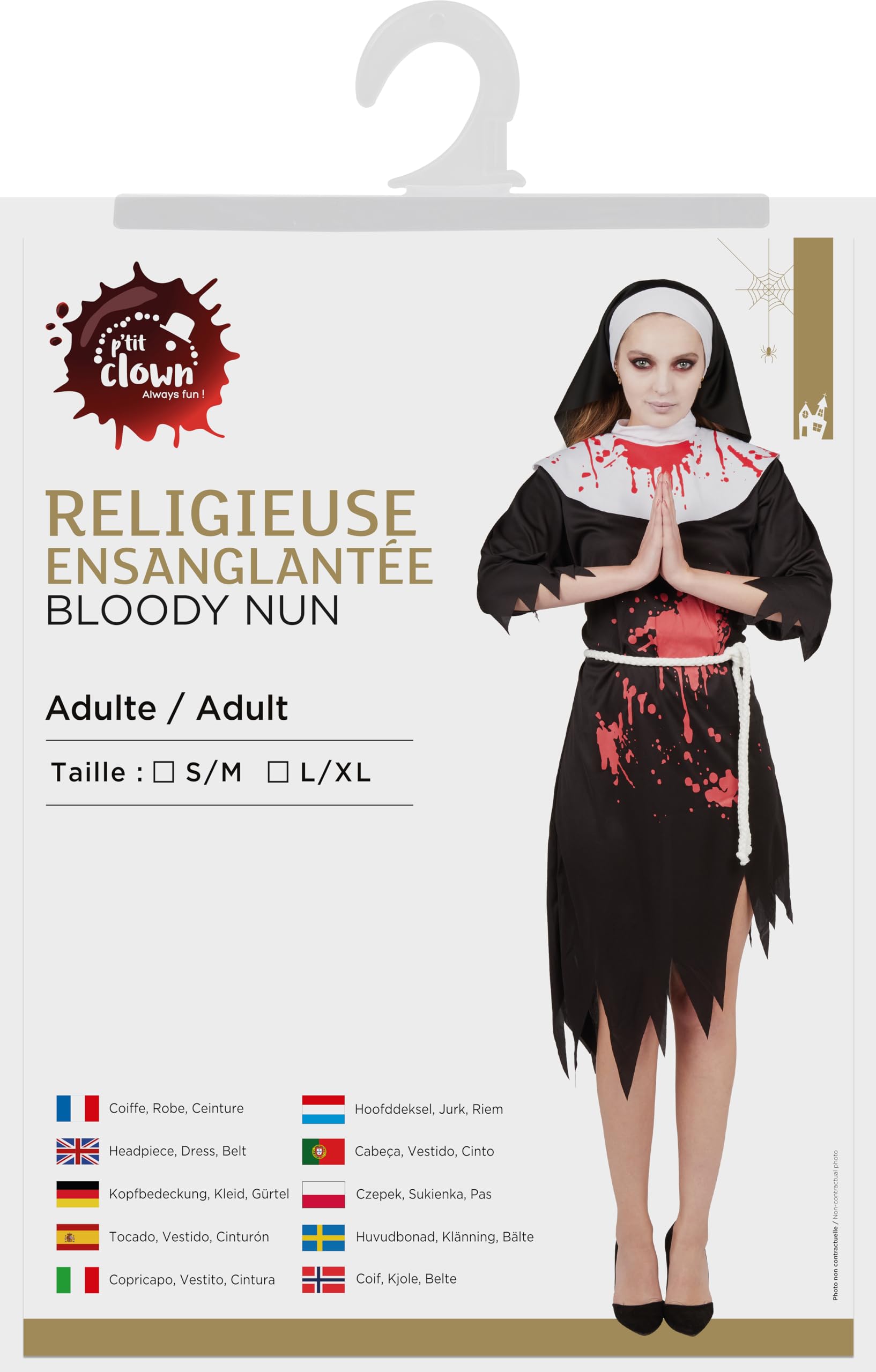p-tit-clown-nonne-kost-m-blutig-kleid-kopfbedeckung-g-rtel image 5