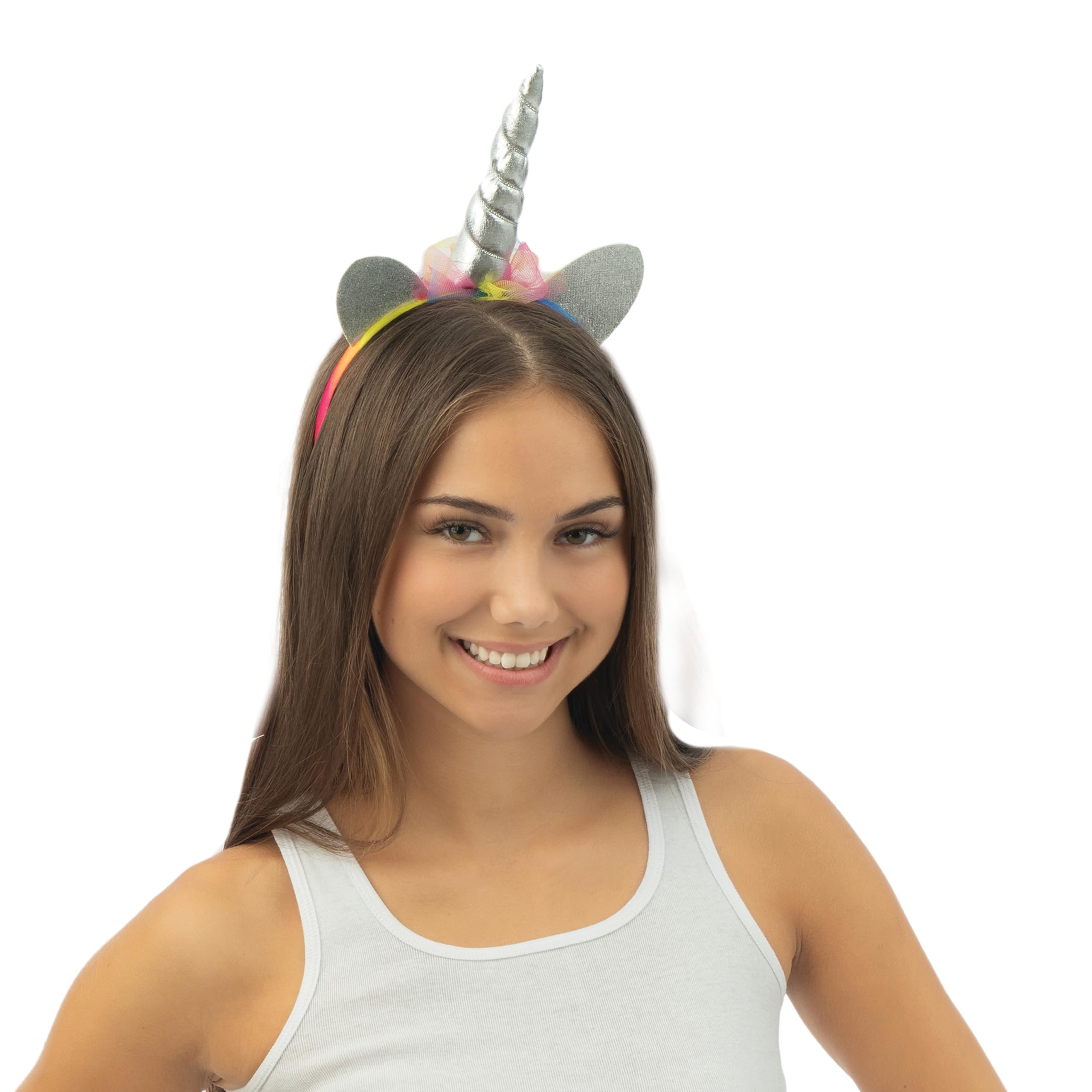 p-tit-clown-einhorn-haarreif-wei-mit-regenbogenschleier image 5