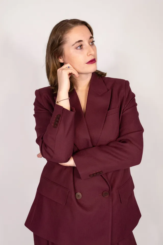 lotta-ludwigson-alva-blazer-deep-burgundy-herringbone image 1