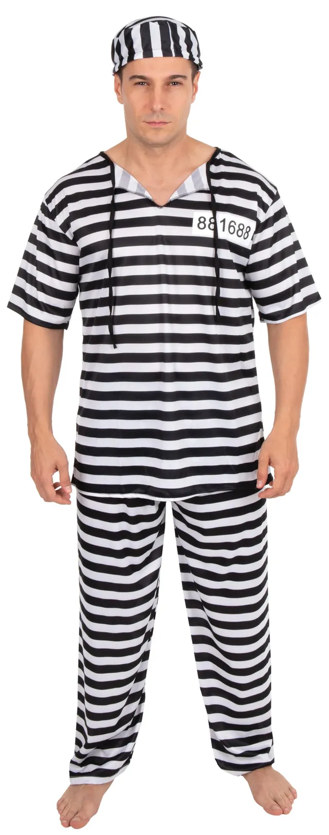 ptit-clown-bagnard-str-fling-kost-m-erwachsene-schwarz-wei-gestreift-polyester image 1