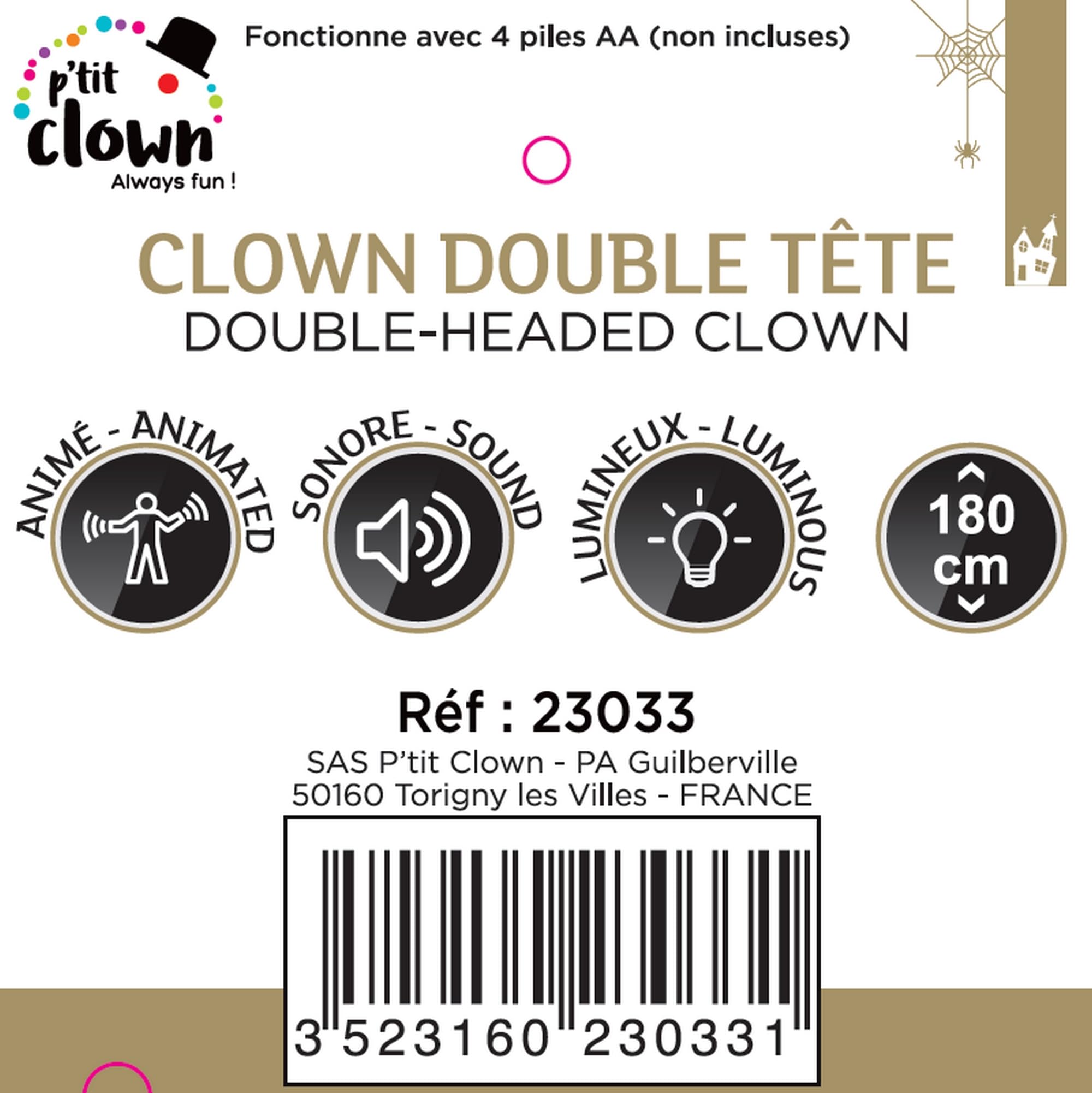 ptit-clown-doppelkopf-clown-animatronic-180-cm-mit-sound-und-licht image 4
