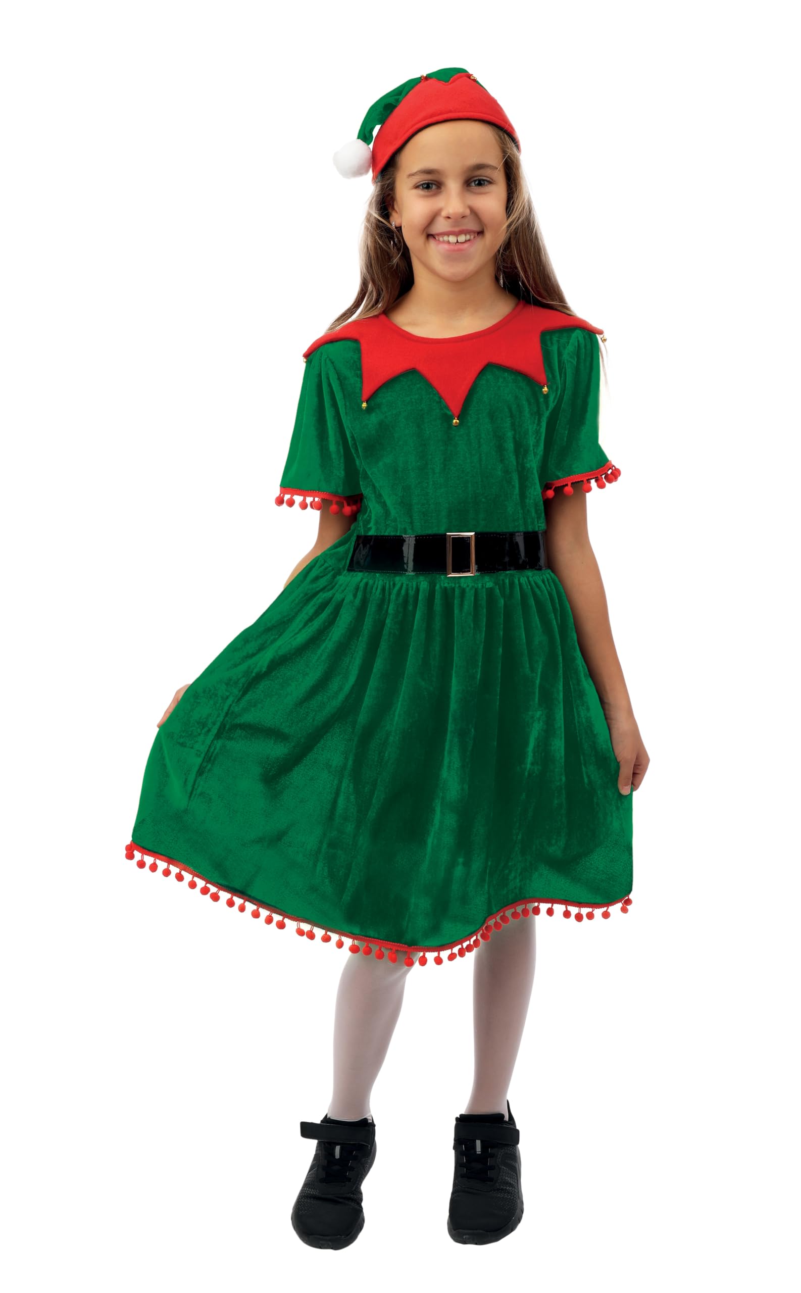 ptit-clown-wichtelkost-m-m-dchen-mit-g-rtel-und-gl-ckchen-m-tze-gr-n image 1